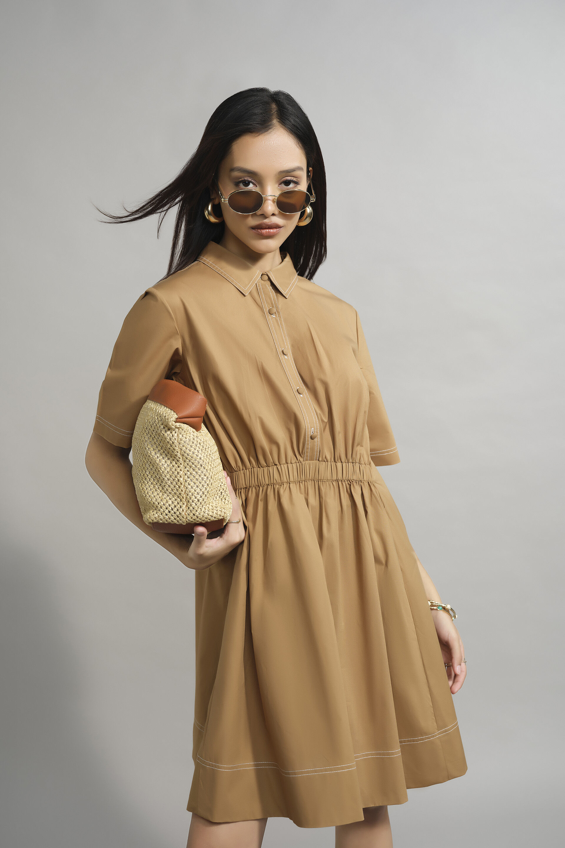 Ray Dress, Camel, image 1